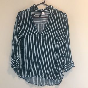Green and white striped Divided H&M shirt